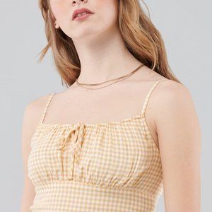 Hollister Yellow Gingham Cropped Tank Top Size L